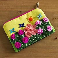 Applique coin purse, 'Butterfly Afternoon'