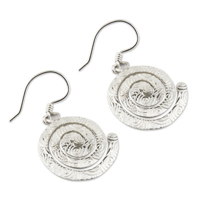 Sterling silver dangle earrings, 'Andean Energy' - Sterling silver dangle earrings