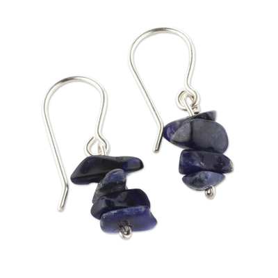 Sodalite beaded earrings, 'Nature's Harmony' - Handmade Sodalite Beaded Dangle Earrings