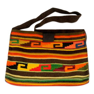 Wool shoulder bag, 'Inca Dusk' - Wool shoulder bag