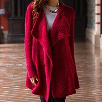 Strickjacke aus Baby-Alpaka-Mischung, „Rose Duchess“