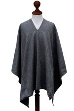 Men's alpaca blend poncho, 'Inca Explorer in Gray' - V-neck Poncho for Men Artisan Crafted in Peru