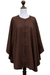 Alpaca blend cloak, 'Lima Glam' - Button-down Cloak in Chocolate Brown from Peru thumbail
