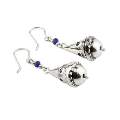 Sodalite dangle earrings, 'Ancestry' - Sterling Silver and Sodalite Earrings Modern Jewelry