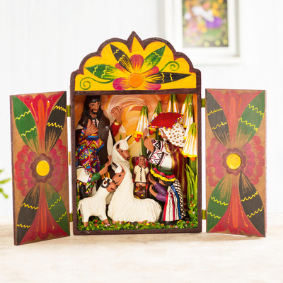 Wood and ceramic nativity scene, An Andean Christmas