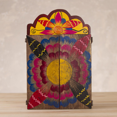 Belén de madera y cerámica - Belén andino tradicional hecho a mano retablo diorama
