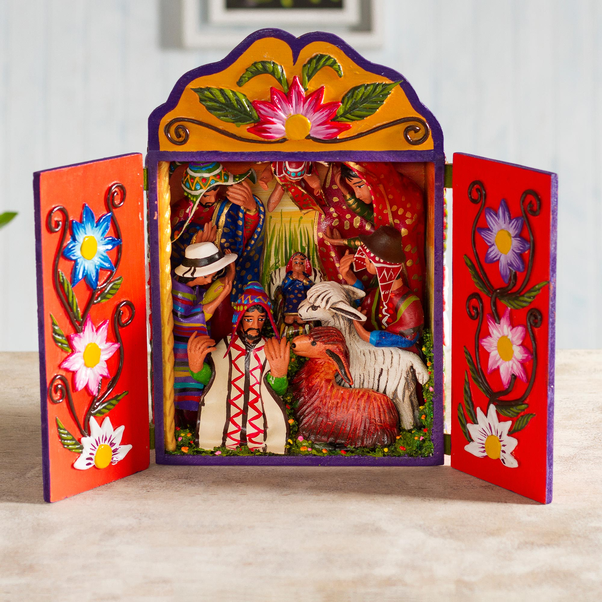 Belén de Navidad Multicolor Cerámica Madera (20 x 14,5 x 8 cm)