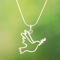 Sterling silver pendant necklace, 'Quechua Dove' - Sterling Silver Artisan Silhouette Pendant Necklace