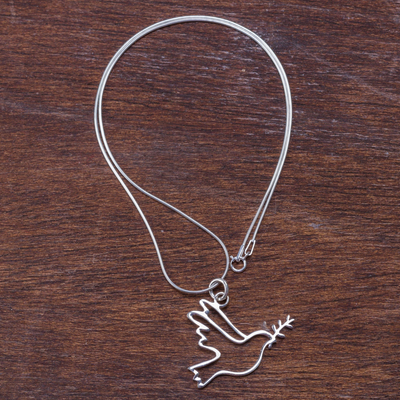 Sterling silver pendant necklace, 'Quechua Dove' - Sterling Silver Quechua Dove Necklace