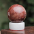Garnet sphere, 'Passion' - Artisan Crafted Garnet Sphere Sculpture with Calcite Stand thumbail