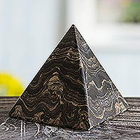 Pirámide de estromatolitos, 'Esencia de la vida' - Escultura fósil de estromatolitos de pirámide de piedras preciosas naturales