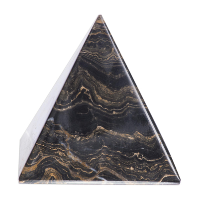 Stromatolith-Pyramide - natürliche Edelsteinpyramide, Stromatolith-Fossilskulptur