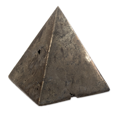 Pyrite sculpture, 'Pyramid of Prosperity' - Small Pyrite Pyramid Sculpture