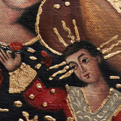 'Divina Santísima Virgen' - Pintura Religiosa al Óleo en Estilo Colonial