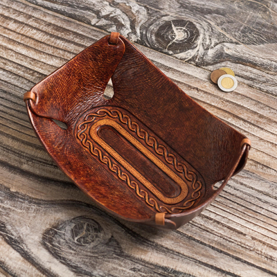 Leather catchall, Brown Lasso Labyrinth