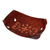 Leather catchall, 'Floral Star' - Leather Catchall in Honey Brown Artisan Crafted in Peru thumbail