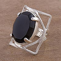 Obsidian cocktail ring, 'Be Bold'