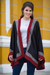 100% alpaca kimono-style cape, 'Baroque Andes' - Genuine Alpaca Kimono-style Cape in Black and Red from Peru thumbail