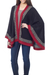 100% alpaca kimono-style cape, 'Baroque Andes' - Genuine Alpaca Kimono-style Cape in Black and Red from Peru (image 2a) thumbail