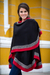 100% alpaca kimono-style cape, 'Baroque Andes' - Genuine Alpaca Kimono-style Cape in Black and Red from Peru (image 2e) thumbail