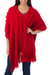 100% alpaca poncho, 'Illusions of Red' - Genuine Alpaca 2-in-1 Poncho and Shawl from Peru (image 2c) thumbail