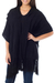 100% alpaca poncho, 'Illusions of Black' - 2-in-1 Black Poncho and Shawl in 100% Alpaca from Peru (image 2c) thumbail
