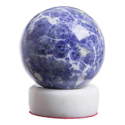 Esfera de sodalita - Esfera de sodalita sobre soporte de ónix blanco Piedras preciosas naturales