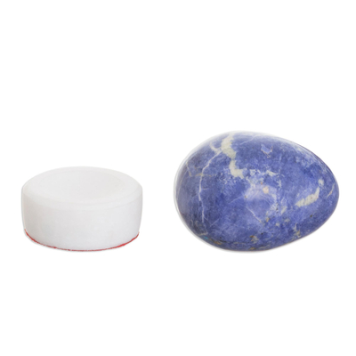 Sodalite egg, 'Inner Peace' - Natural Gemstone Sodalite Egg on Onyx Stand