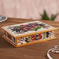 Featured review for Reverse painted glass box, Cajamarca Blossoms