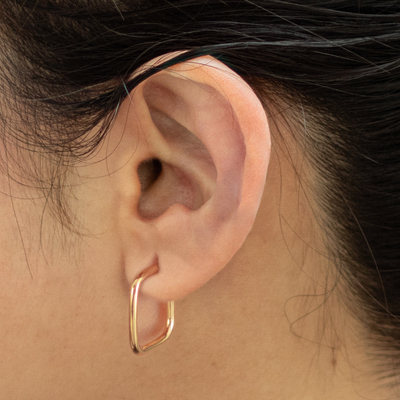 Gold plated half-hoop earrings, 'Minimalist Chic' - 18k Gold Plated Half Hoop Earrings