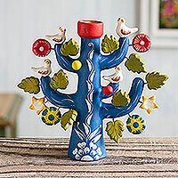 Ceramic candleholder, 'Ocean Tree of Life'