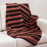 Alpaca blend throw, 'Mountain Deity' - Handwoven Brown and Red Alpaca Blend Throw