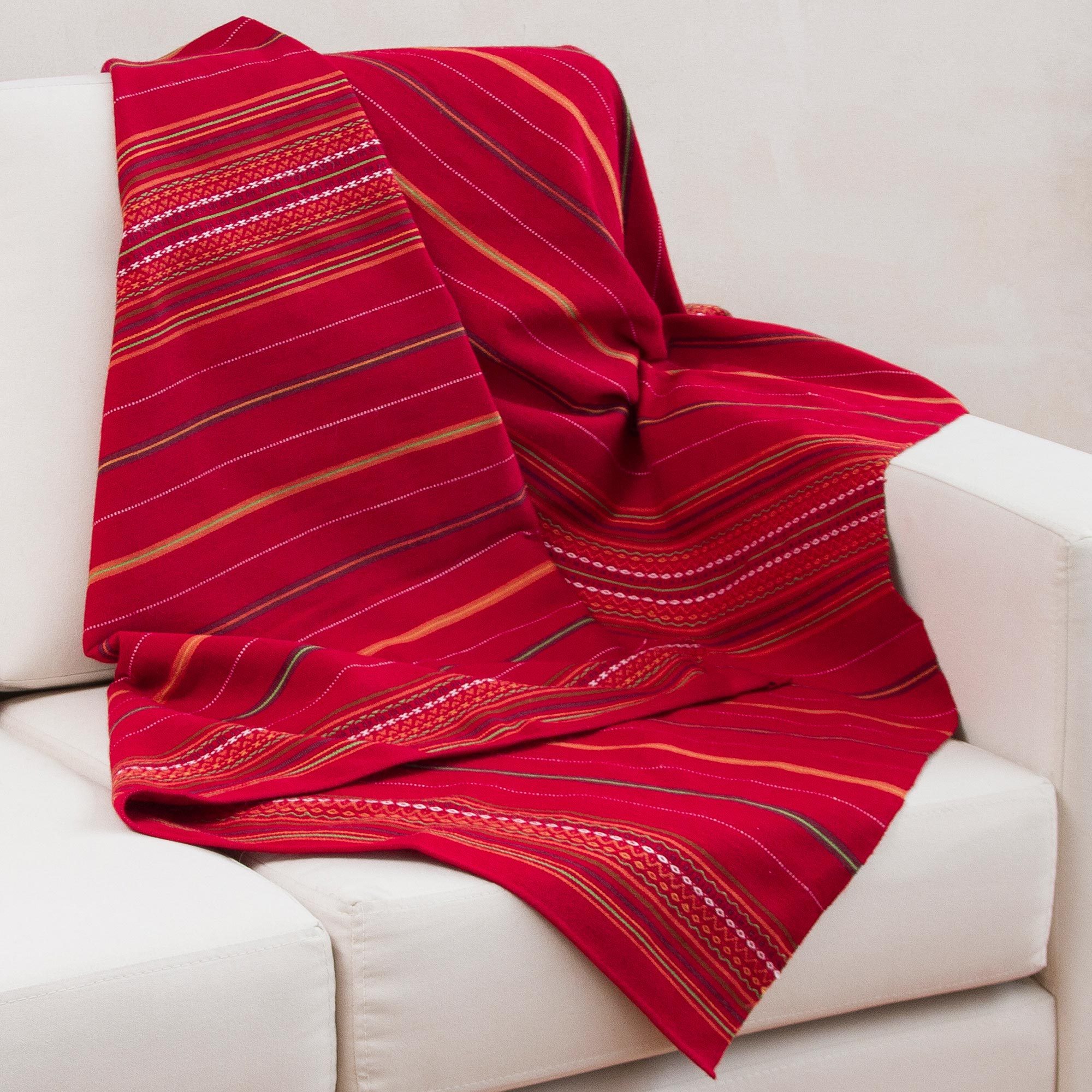 UNICEF Market Unique Handwoven Alpaca Throw Peru Sunset
