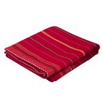 Alpaca blend throw, 'Huanca Princess' - Handwoven Red and Orange Alpaca Blend Throw