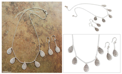 Sterling silver jewelry set, 'Leaf Motifs' - Handcrafted Sterling Silver jewellery Set