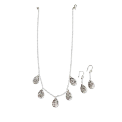 Sterling silver jewelry set, 'Leaf Motifs' - Handcrafted Sterling Silver Jewelry Set