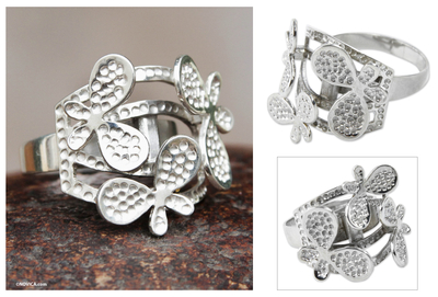 Anillo de cóctel de plata de ley - Joyería de anillo artesanal de plata esterlina