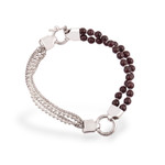 Garnet beaded bracelet, 'Scarlet Elegance' - Sterling Contemporary Garnet Bracelet