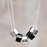 Obsidian pendant necklace, 'Synergy'