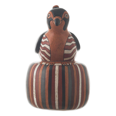 Ceramic vessel, 'Bird of Rio Grande' - Ceramic Nazca Replica Vessel Sculpture