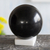 Onyx sphere, 'Night World' - Black Onyx Sphere Sculpture on White Calcite Base (image 2) thumbail