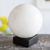 Onyx sphere, 'World of White' - White Onyx Sphere Sculpture on Black Onyx Base (image 2) thumbail