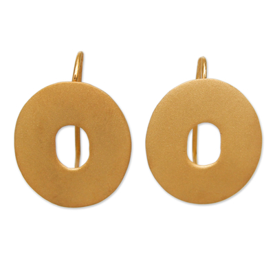 Gold plated drop earrings, 'Golden Aura' - Gold Plated Earrings Peru Artisan jewellery