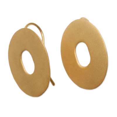 Gold plated drop earrings, 'Golden Aura' - Gold Plated Earrings Peru Artisan Jewelry