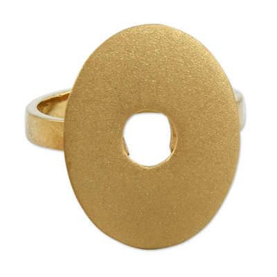 Gold plated cocktail ring, 'Golden Aura' - Gold Plated Cocktail Ring Peru Artisan Jewelry