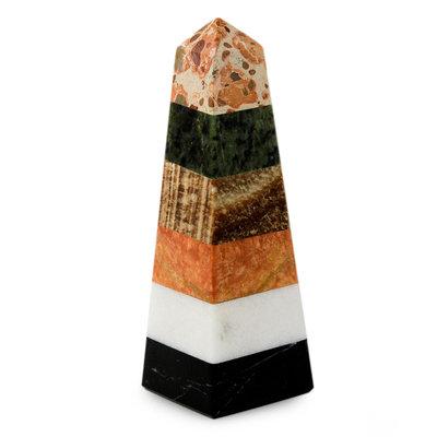 Natural Multi-gemstone Obelisk Sculpture