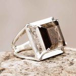 Smoky quartz cocktail ring, 'Charm of Lima' - Artisan Crafted Smoky Quartz Ring Peru Jewelry