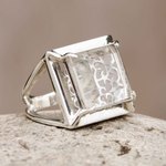 Quartz cocktail ring, 'Charm of Lima' - Artisan Crafted Clear Quartz Ring Peru Jewelry
