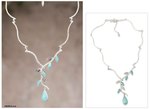Amazonite Y-necklace, 'Blue Dew' - Amazonite on Sterling Silver Necklace Peruvian Jewelry
