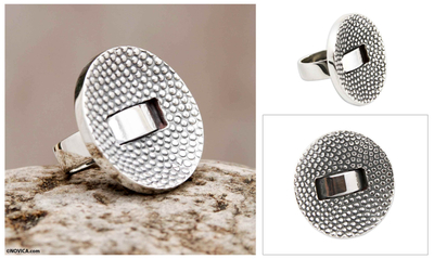 Sterling silver ring, 'Modern Dots' - Textured Silver Handmade Ring